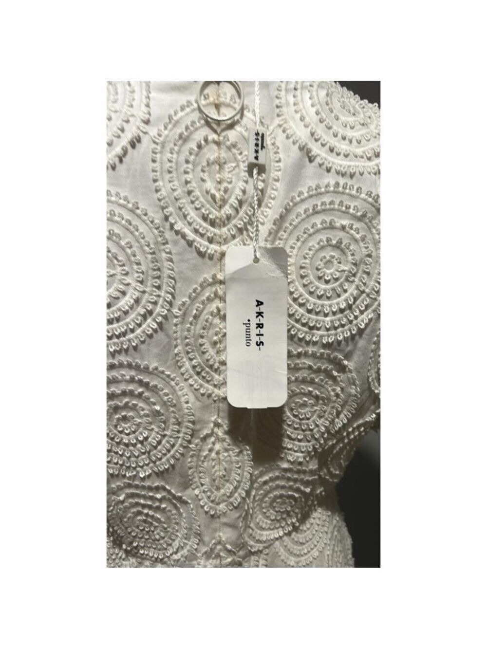 Akris Punto Cream Circle Loop Embroidery Dress Size 6 ** no belt - Picture 8 of 9